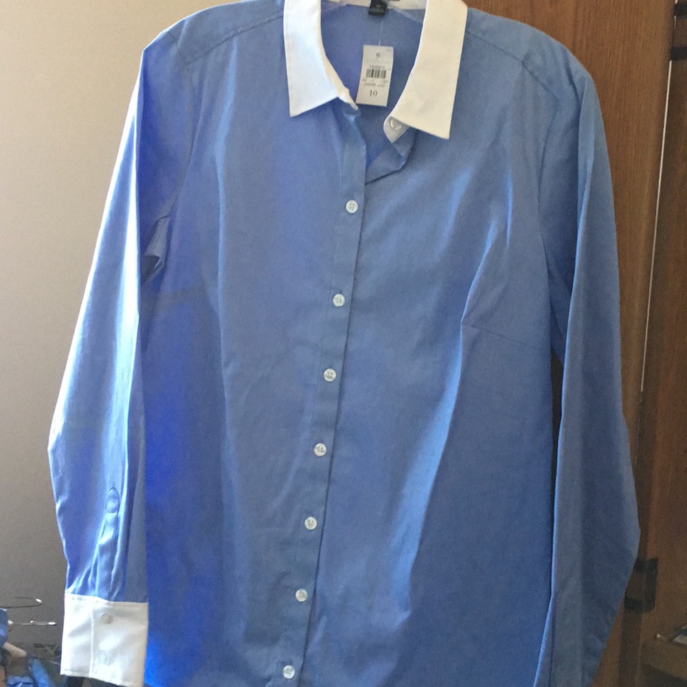 Light Blue Blouse w/ White Collar